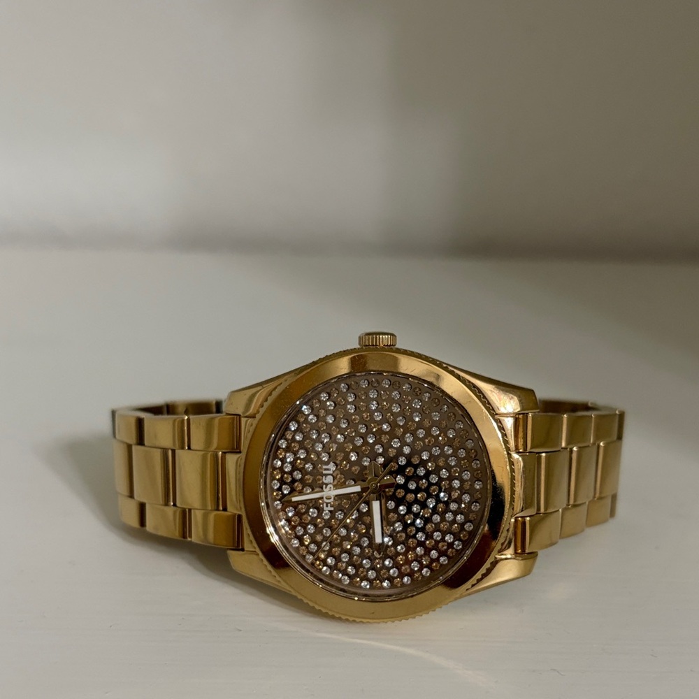 Fossil Gold Crystal Pave Bracelet Watch